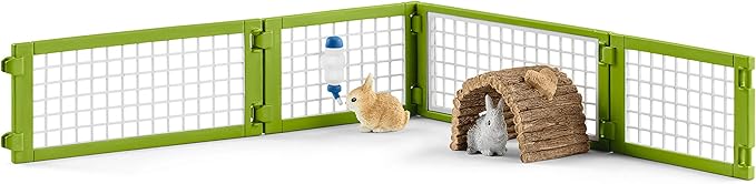 Schleich Farm Animal Toys and Playsets - Farm World 8 Piece Rabbit Hutch Set with Figurines, Farming Hutch and Accessories for Kids Ages 3 and Above