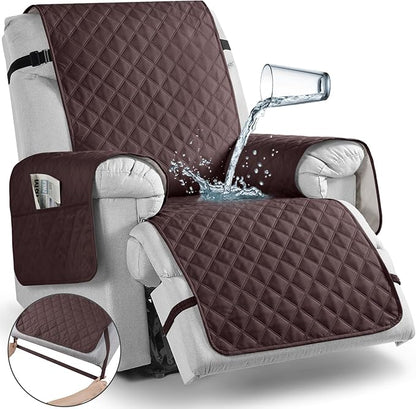 TAOCOCO Non-Slip Recliner Chair Cover Sofa Slipcover, Pet Cover for Large Recliner with Elastic Straps, Washable Chair Seat Cover Recliner Chair Furniture Protector (28'' Oversized, Coffee)