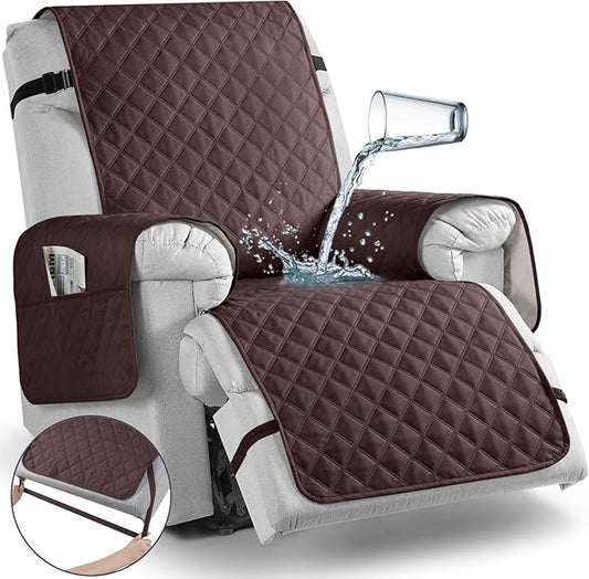 TAOCOCO Non-Slip Recliner Chair Cover Sofa Slipcover, Pet Cover for Large Recliner with Elastic Straps, Washable Chair Seat Cover Recliner Chair Furniture Protector (28'' Oversized, Coffee)