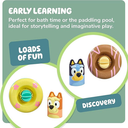 TOMY Toomies Splash & Float Bingo and Bluey Water Toys - 2-in-1 Toddler Water Toys with Pour Cup and Water Wheel Toy - Toddler Bath Toys and Bluey Toys - Ages 18 Months and Up