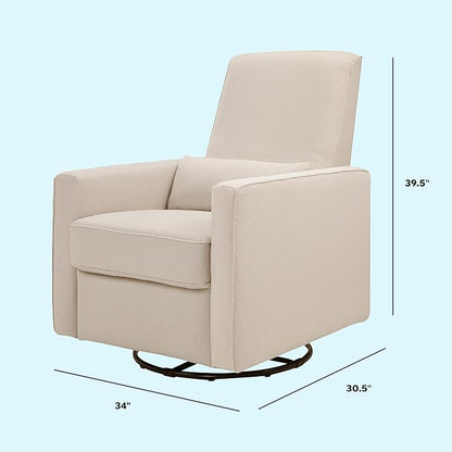 DaVinci Piper 360° Swivel Rocker Recliner Chair - Glider Rocking Chair for Nursery and Living Room- GREENGUARD Gold, FSC & Certi-PUR US Certified - Ultra Comfy Glider Recliner Nursery Chair - Cream