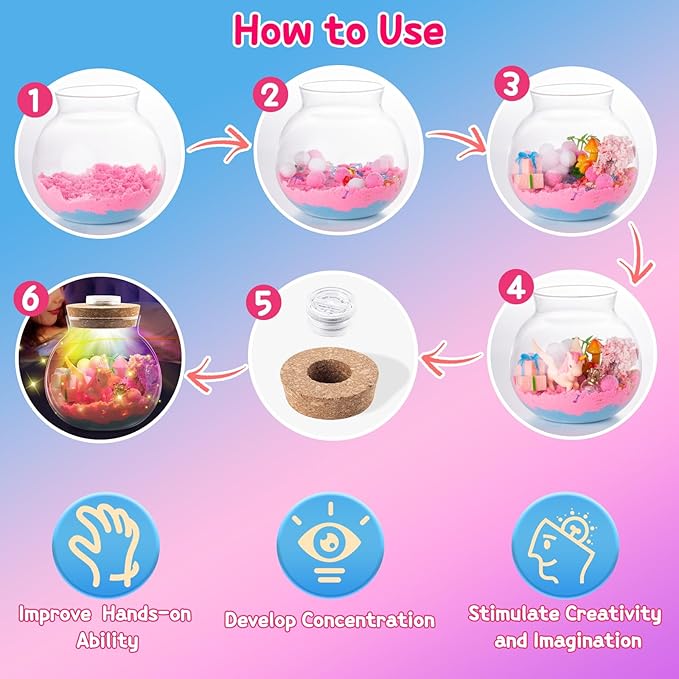 Hollyhi Light Up Terrarium Kit for Kids, DIY Unicorn Toys for 3 4 5 6 7 8 9 10 11 12 Year Old Girls Boys, Night Light Unicorn Terrarium Kit Arts and Crafts for Girls, Kids Christmas Birthday Gifts