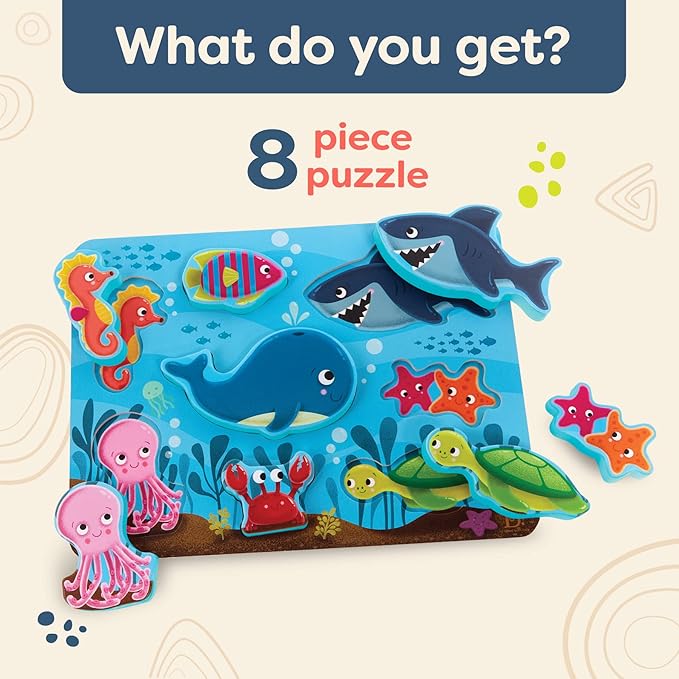 B. toys- Peek & Explore - Under The Sea- Wooden Puzzle – Chunky Puzzle for Toddlers, Kids – Underwater Puzzle – Ocean Animals – 2 Years +
