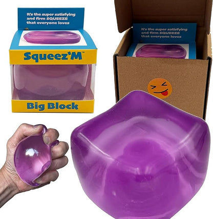 Premium Big Block Squeez'M Cube – 35% Larger Than The Standard Squishy Cube, Toy for Kids & Adults - Sensory Fidget for Stress Relief, Focus & Play – Colorful, Durable, Gift-Ready – ASTM Certified 3+
