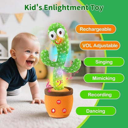 Dancing Talking Cactus Baby Toys, Easter Gifts/Easter Basket Stuffers for Kids, Singing Mimicking Recording Toys Repeats What You Say, Comes with English Songs Talking Musical Toy (Rechargeable)