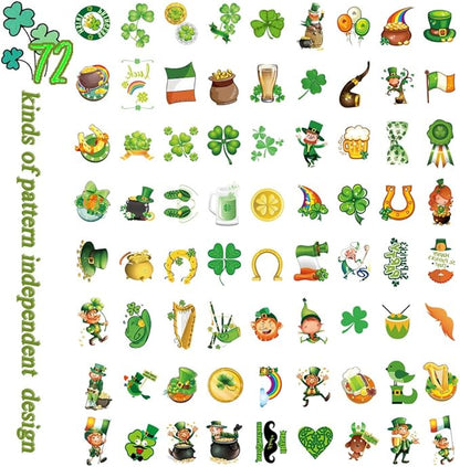 108PCS St. Patrick's Day Party Favor Dressing-up Accessories with Shamrock Eyeglasses Beaded Necklace Temporary Tattoos Mustache Bracelets Set