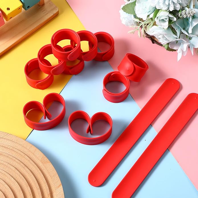 12 Pcs Silicone Slap Bracelets DIY Slap Bands Party Favors Bulk Blank Soft Wristband Wrist Snap Band for Craft Project DIY Painting Birthday Party Halloween Christmas
