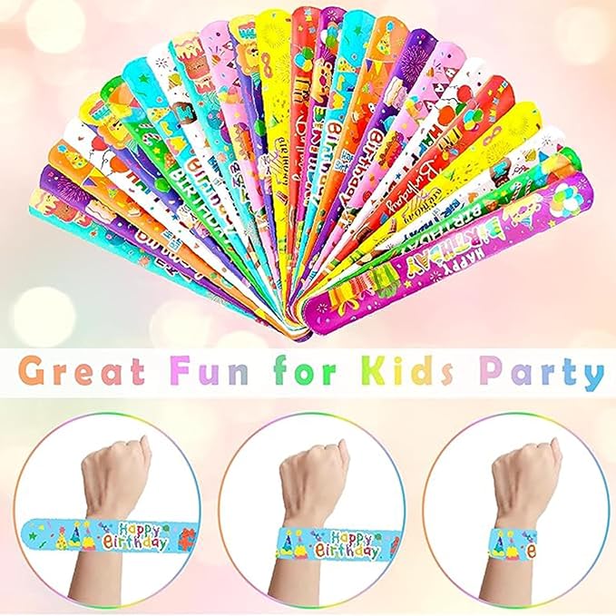 36 PCS Happy Birthday Slap Bracelets Kids Party Favors,Bulk Snap Bracelet Party Favors Supplies for kids&teens Gifts Teacher Classroom School Favors