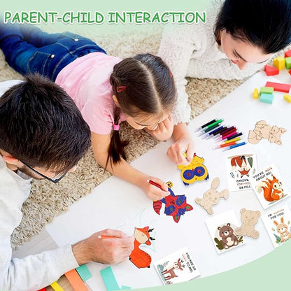 24 Pcs Safari Party Favors, Animal Party Favors, Unfinished Wooden Painting Crafts for Kid, Sunday School Craft for Kid, Painting Craft Activities Kit, New Year's Gift, Valentine's Day, Easter Gift