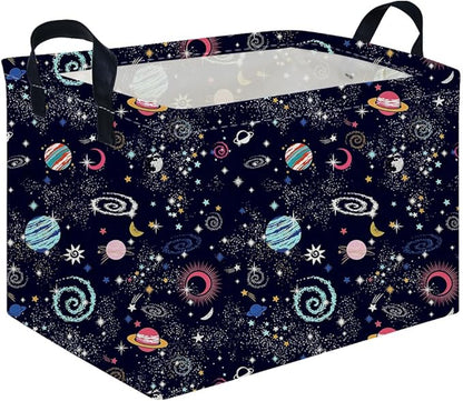 Rectangular Star baskets,Storage Basket,Waterproof foldable laundry basket for Kids,Cute Toys Storage Bin Organizer,Book bins,Starry Sky Galaxy Room Decor(Stars)