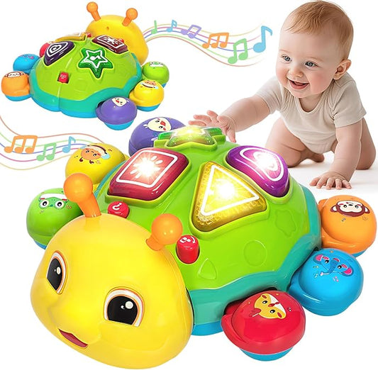 Baby Crawling Toys for 6-12 Months, Musical Toys for Infants 7 8 9 10 11 Months, Early Learning Educational Toy with Light Sound, Tummy Time Development Toys, Christmas Birthday Gifts for 1 Year Old
