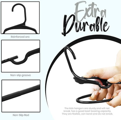 Utopia Home 20 Pack Kids Hangers - 11.5 Inch Plastic Baby Hangers for Closet - Childrens Hangers for Clothes & Infant Hangers for Closet - Ideal for Everyday Standard Use (Black)