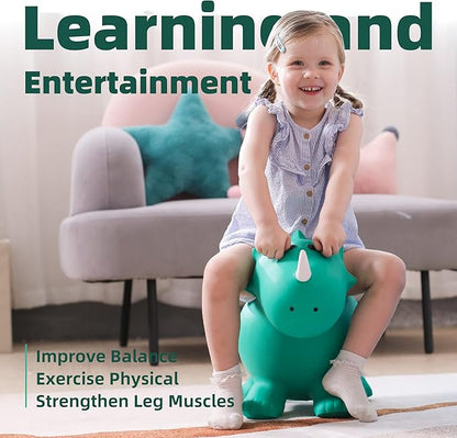 EVERICH TOY Kids Dinosaur Bouncy Animal Toys, Inflatable Triceratops Bouncer, Ride on Bounce Hopper, Indoor Outdoor Activity Birthday Gift for 18 Months 2 3 4 Years Old Boys