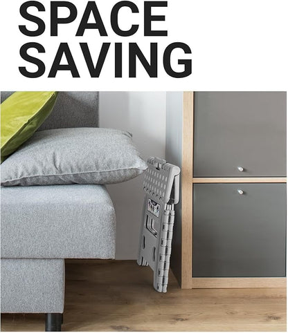 Delxo Folding Step Stool, 13 inch Non-Slip Foldable Stools for Kids & Adults Up to 300 LBS, Step Stool with Handle, Lightweight for Kitchen, Bathroom, Bedroom, Garden, Grey, 1PC