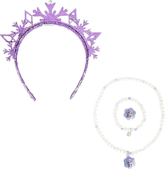 LUV HER Frozen Princess Dress Up Accessory Set - Jewelry Set - Princess Elsa Tiara Set - Giftable Box - Birthday Gifts For Girls - Holidays Gift - Girl Toys Dress Up Kit - Ages 3+