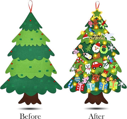 Felt Christmas Tree - 3.4 FT Christmas Decorations for Toddlers with 46 Pcs Ornaments,DIY Xmas Gifts for Door Wall Hanging Decorations