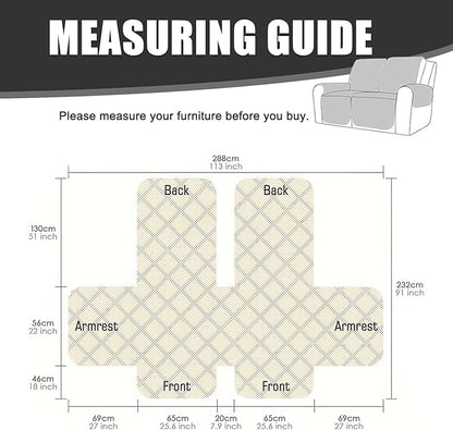 Waterproof Recliner Couch Cover,Non-Slip Recliner Cover with Elastic Straps,Leakproof Furniture Protector for Kids,Dog and Cat (2 Cushion Loveseat, Dark Gray)