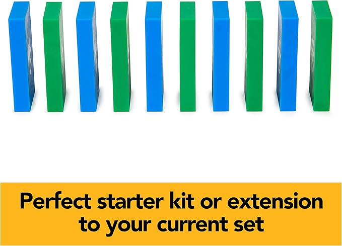 Spin Master Games H5 Domino Creations, 60-Piece Neon Blue/Green Set by Domino Artist Youtuber Lily Hevesh Classic Family Game, for Adults and Kids Ages 5 and up