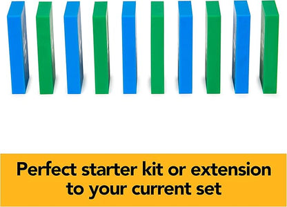 Spin Master Games H5 Domino Creations, 60-Piece Neon Blue/Green Set by Domino Artist Youtuber Lily Hevesh Classic Family Game, for Adults and Kids Ages 5 and up