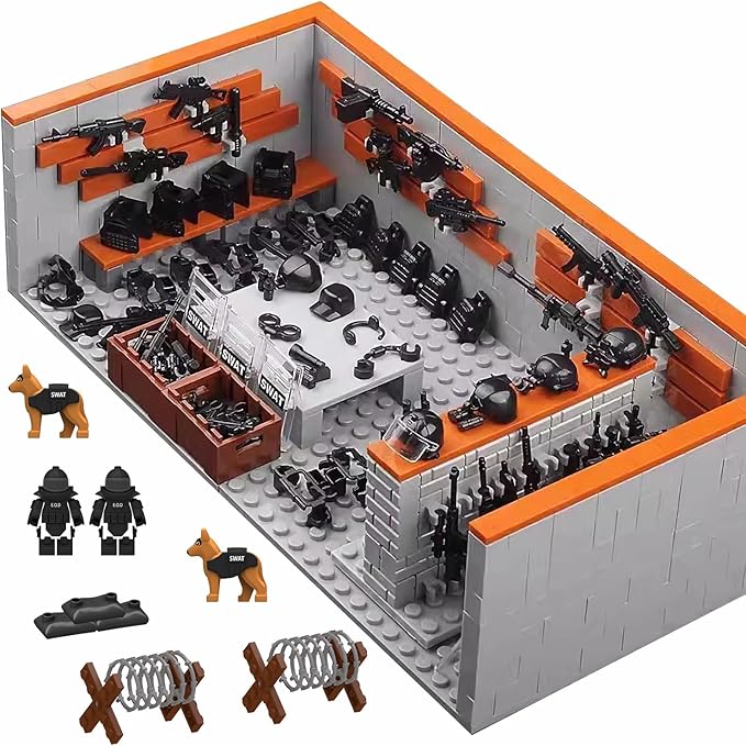 583 Piece Armory Building Set,WW2 Military Base Army Equipment Building Kit,STEM Battle Swat Team Toys,Weapon Pack Military Equipment Gear Sets,Christmas Birthday Gifts for Boys,Teens,Adults