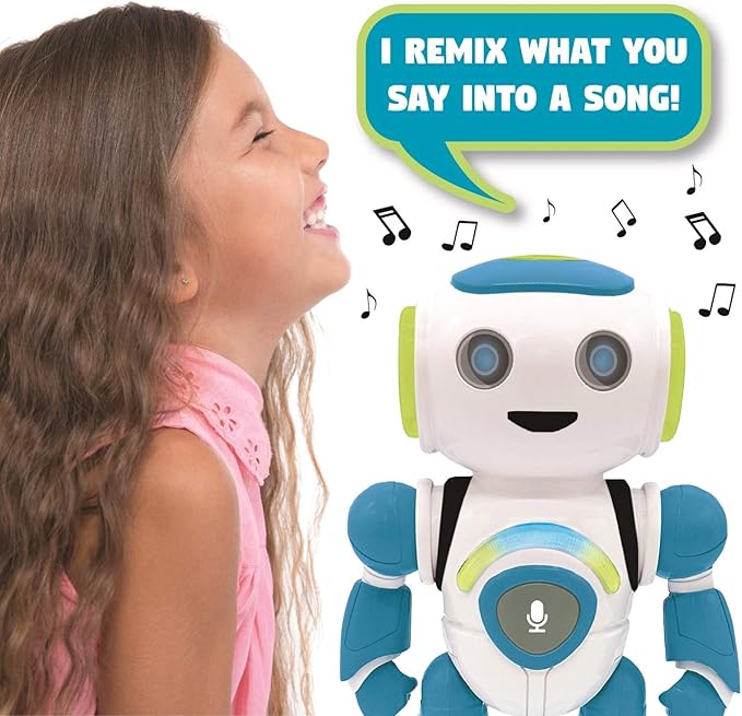Lexibook - Powerman Jr. Smart Interactive Toy That Reads in The Mind Toy for Kids Dancing Plays Music Animal Quiz STEM Programmable Remote Control Boy Robot Junior Green/Blue - ROB20EN