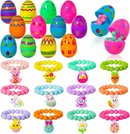 PinkSheep Bracelet Colorful Beaded Bracelets for Little Girls Basket Stuffers Unicorn Butterfly Bunny Charm Bracelets Toddler Bead Jewelry Cute Elastic Friendship Party Favors