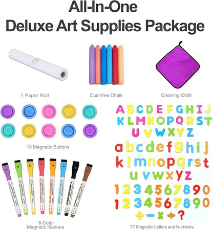 House Design Double-Sided Magnetic Drawing Board w/Detachable Roller for Kids, Extra Large Art Easel for Toddlers Boys and Girls Gift (Wall Mountable)