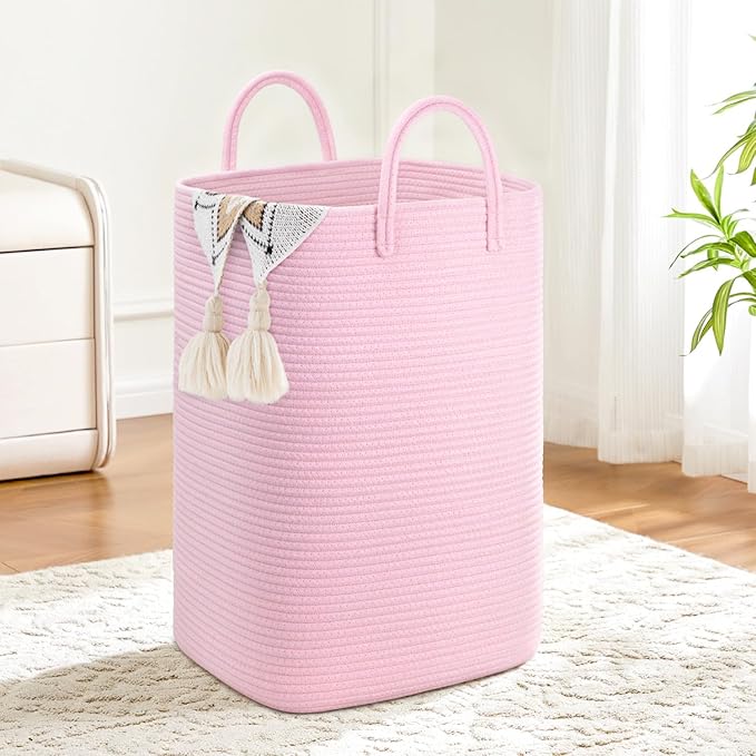 Artfeel Laundry Basket,Woven Cotton Rope Laundry Hamper,40L Versatile Storage for Dirty Clothes,Baby Toys,and Blankets in Bathroom, Nursery,and Living Room