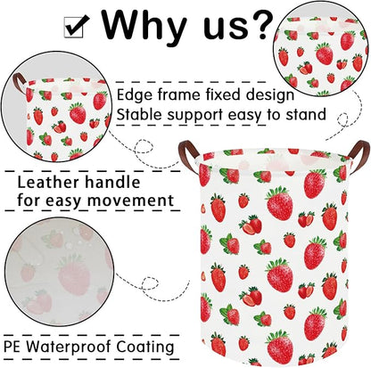 Strawberry hamper,Baby Laundry Hamper kids laundry Basket,Waterproof foldable kids laundry basket,Toy Storage Bin,Strawberry Room Decor,Gift Baskets(Strawberries)