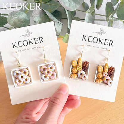 KEOKER Dessert & Bread Polymer Clay Molds & Charcuterie Boards Clay Cutters, Clay Silicone Molds, 6 Shapes Polymer Clay Cutters, 12pcs Earring Molds for Polymer Clay, Polymer Clay Molds for Jewelry