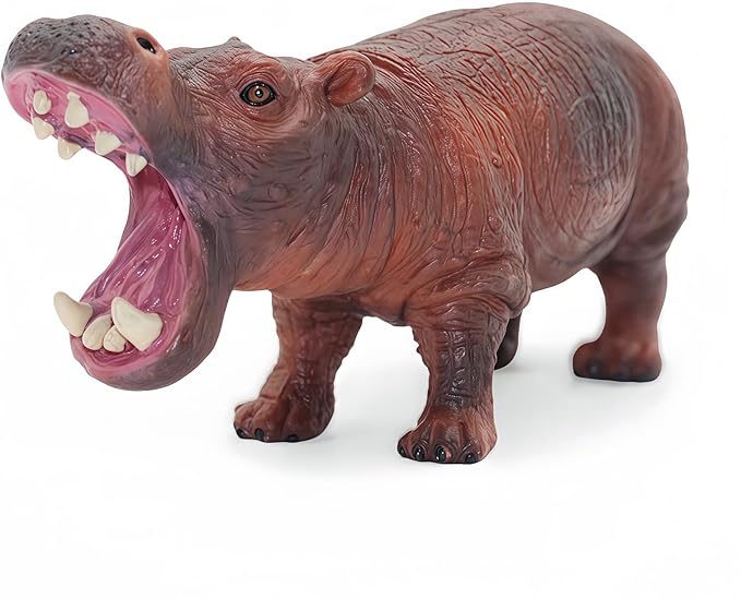 Gemini&Genius Safari Animal Toys, Hippo Figurine Toy, Wildlife World Action Figures, Great Gifts, Collection, Cake Topper, Storytelling Props and Room Decor for Kids 4 Years Old and Up