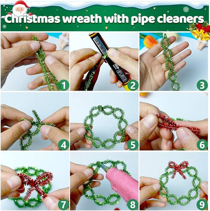 IOOLEEM 1000pcs Glitter Pipe Cleaners, Chenille Stems, Pipe Cleaners for Crafts, Pipe Cleaner Crafts, Art and Craft Supplies.