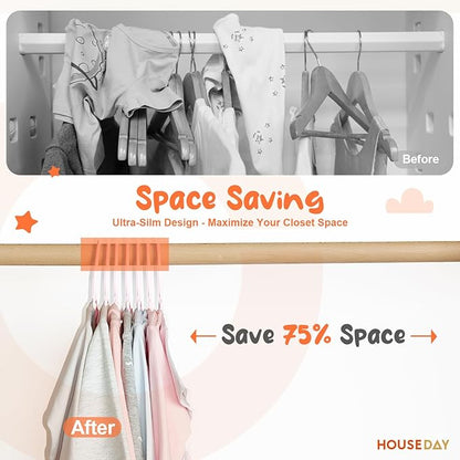 HOUSE DAY Premium Baby Hangers 60 Pack, 11 Inch Kids Plastic Hangers White, Slim Childrens Hangers for Infant, Toddler, and Child Clothes, Durable Baby Clothes Hangers for Closet