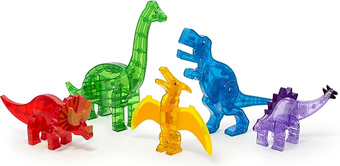 MAGNA-TILES Dinos 5-Piece Magnetic Construction Set, The ORIGINAL Magnetic Building Brand