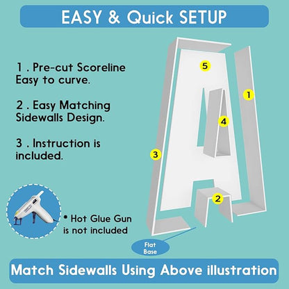 JW Passion - Premium Quality Made 3FT Tall Mosaic Balloon Frame Big Marquee Light Up Letters DIY Kit for Birthday Party Wedding Backdrop Decor Letter A Pre-Cut Foam Board