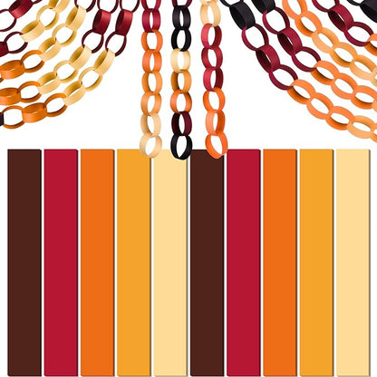 CHRORINE 600Pcs Colorful Paper Chains Strips for Birthday Party Decorations DIY Crafts Supplies (Orange, 1 x 7.08 inches)