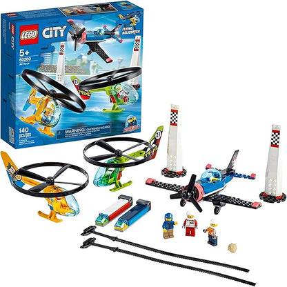 LEGO City Air Race 60260 Flying Helicopter Toy, Features 2 Ripcord Helicopters, Stunt Plane Aircraft Toy, 2 Pylons, Plus Rivera, Xtreme and Vitarush Pilot Minifigures (140 Pieces)