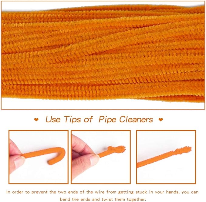 100 Pieces Pipe Cleaners Chenille Stem, Orange Pipe Cleaners Set for DIY Arts Crafts Decorations, Chenille Stems (Orange)