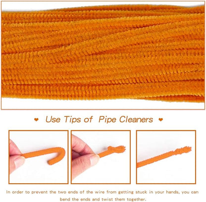 100 Pieces Pipe Cleaners Chenille Stem, Orange Pipe Cleaners Set for DIY Arts Crafts Decorations, Chenille Stems (Orange)