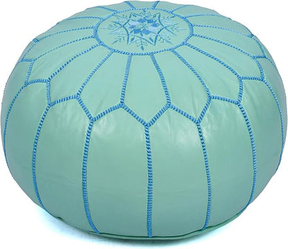 Marrakesh Gallery Genuine Leather Round Pouf Unstuffed - Moroccan Ottoman Footstool, Footrest Cover - Boho Decor - Bohemian Living Room, Bedroom, Kids Room, Gift & Wedding