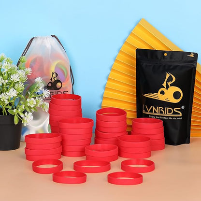 50 PCS Silicone Bracelets Wristbands for kid, Sports Rubber Elastic Wristband Bracelet for Party Decorations Favors Set Pack Red