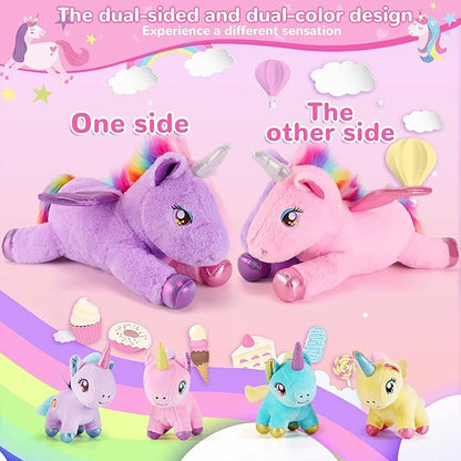 5 Pieces Unicorn Stuffed Animals - 1 Mommy Stuffed Unicorn with 4 Babies - Unicorns Gifts for Girls Ages 3-8, Unicorns Plush Toys for Christmas, Valentine's, Birthday Gifts (Pink & Purple)