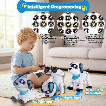 yiman Remote Control Robot Dog Toy – Programmable Smart Robot Dog for Kids 3+, Interactive Dancing & Sound, RC Stunt Toys with LED Eyes, Electronic Pet Toy for Boys & Girls Gifts (Pink)