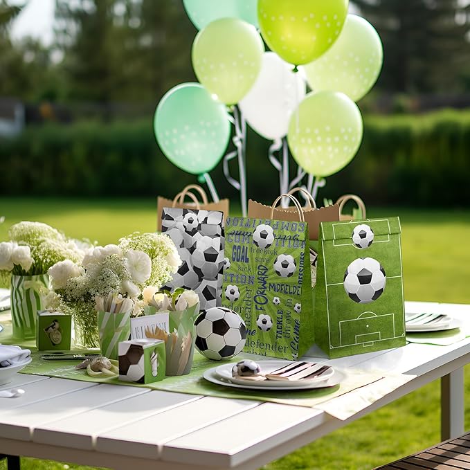 24 Soccer Party Favor Bags with Stickers Soccer Goodie Bags Soccer Party Favors for Kids Soccer Birthday Party Supplies