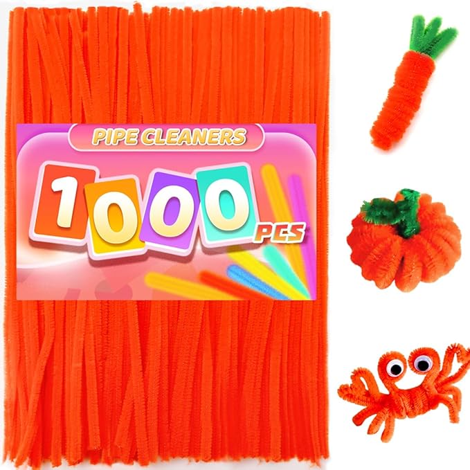 Praisebank 1000pcs Orange Pipe Cleaners, Pipe Cleaners, Pipe Cleaners for Crafts.