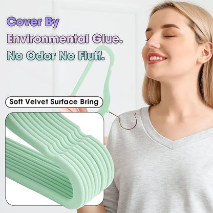 Kids Hangers - 14 Inch, 50 Pack, Green, Plastic, Ideal for Everyday Use, Baby Hangers, Durable Infant/Toddler Hangers