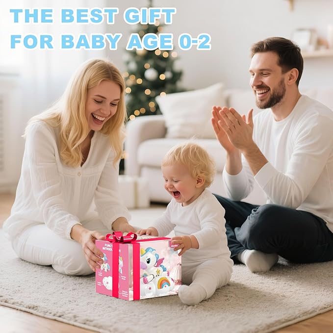Musical Unicorn Toys for 6 to 12 Months - Baby Crawling Toy with Light-up for 1+ Year Old Girl Boy,Infant Tummy Time Sensory Development Toys with ABC/123 Modes,Birthday Gift 1 Year Old Boys & Girls