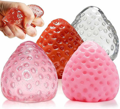 4 Packs Big Strawberry Squishy Fidget Toys Adults, Ultra Soft Sticky Stress Relief Toys Squeeze Toys for Autism, Birthday Gifts Easter Basket Stuffers Easter Gifts