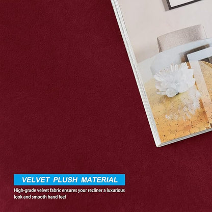 OBCREAT High Stretch Recliner Chair Cover Soft Velvet Recliner Slipcovers 4 Pieces Lazy Boy Recliner Couch Covers Plush Furniture Protector for Kids Pets (Wine Red)