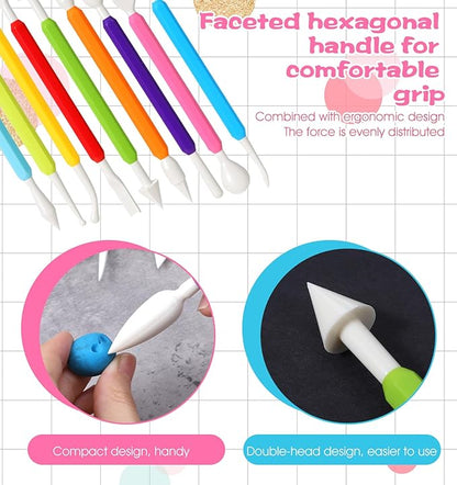 9 Pcs Clay Tools for Kids, Double-Head Sculpting Tools for Pottery, Smooth & Safe for DIY Clay Art, Handmade Craft, School Art Class & Home Hobby